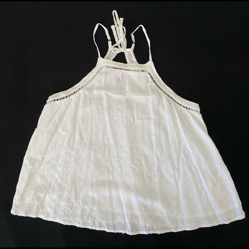 Hollister Swiss Dot Halter Top Adjustable Straps